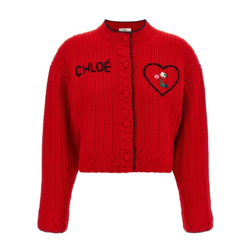 Chloé Red Wool Women's Cardigan